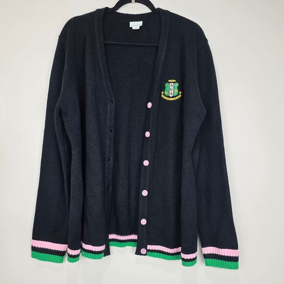 Alpha Kappa Alpha (AKA) Sorority Black Cardigan Ivy Storehouse Sweater, Size XXL - Picture 9 of 9